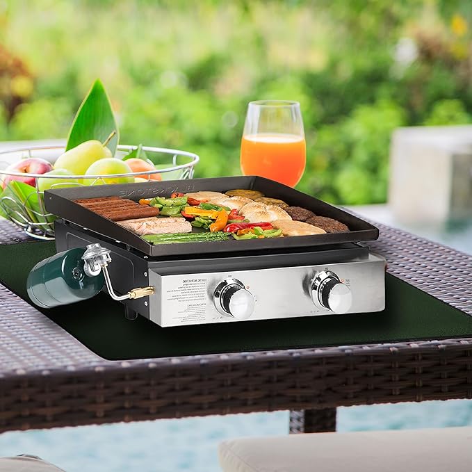 Green 25x19.5 Inchs Heat Resistant Mat for Outdoor Grill Table,Fireproof Under Blackstone Griddle BBQ Mat,Air Fryer Mat,Indoor Fireplace Mat, Protect Your Table and Grill Table(0.04in Thickness)