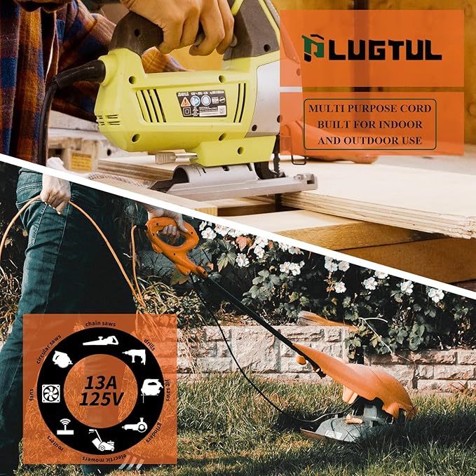 Outdoor Extension Cord 25 FT Waterproof, 16/3 Gauge Heavy Duty 3 Prong Extension Cord, 13A 1625W SJTW, ETL Listed, Great for Garden and Home, Orange