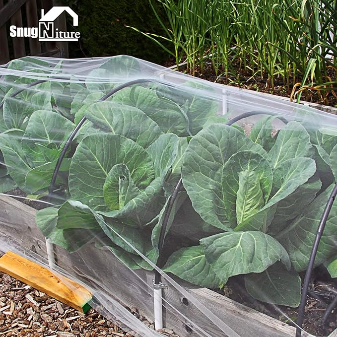 SnugNiture Garden Netting 10x50FT Ultra Fine Mesh Mosquito Netting Plant Covers, White Bird Netting Barrier Greenhouse Row Cover Protect Fruits Flower Vegetables from Birds Deer & Squirrels