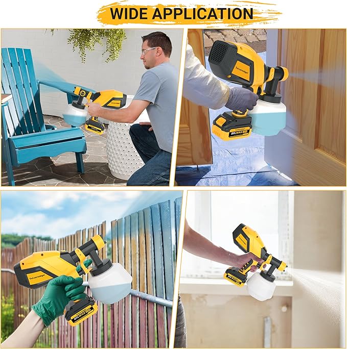 Cordless Paint Sprayer, 21V 2×4.0Ah Batteries, 1200ML High-Power Electric Spray Gun with 5 Nozzles & 3 Patterns, Adjustable Spray Width, Easy-to-Clean Sprayer for Furniture, Cabinets & Walls