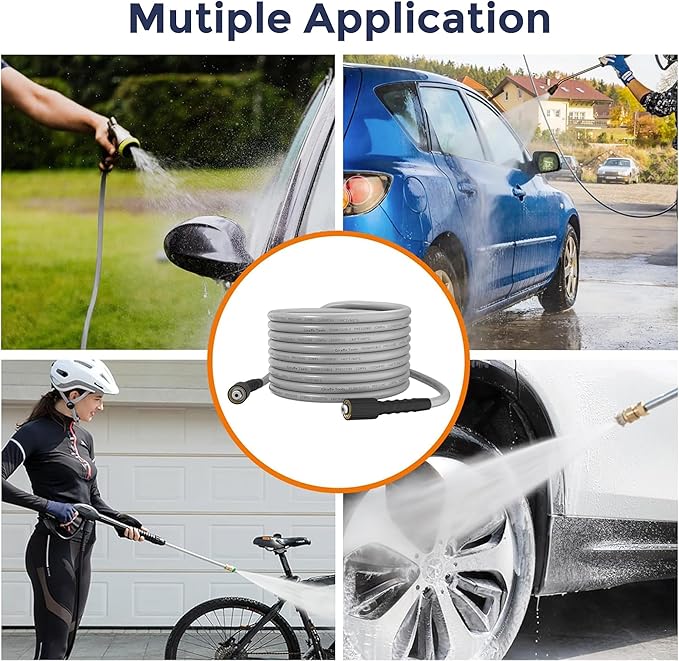 Giraffe Tools Pressure Washer Hose 25FT, 3200 PSI 1/4” M22-14 mm Fitting Power Washer Hose, Kink Resistant High Pressure Washing Hose Extension with Two M22 15mm Female to M22 14mm Male Adapter Sets