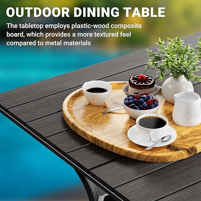LEVELEVE 5 Piece Outdoor Patio Dining Set with 4 Swivel Dining Chairs & 1 Large Square Dining Table,Bistro Furniture Set for Lawn, Garden, Deck, Backyard and Porch