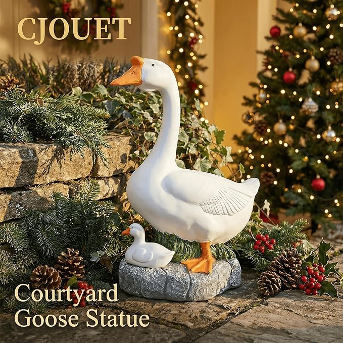 18-inch Statue, Resin Statue,Outdoor Statues,Hidden Key Pocket, Outdoor/Indoor Goose Statue for patios and terraces. The Porch Goose Protection and Courage, Making it a Suitable Gift.