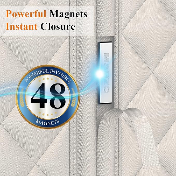 MAGZO Temperature Protection Insulated Door Curtain, Fits Door Size 34" x 82", Made of Oxford and Cotton, Weatherproofing Insulation Cover Blanket for Winter/Cold Weather, Keep Warm in Winter, Beige