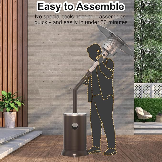 50,000 BTU Patio Heater - Propane Patio Heater with Double-Layer Stainless Steel Burner, Round Table Design Space Heater, Outdoor Heaters with Wheels Used for Garden and Patio, Brown