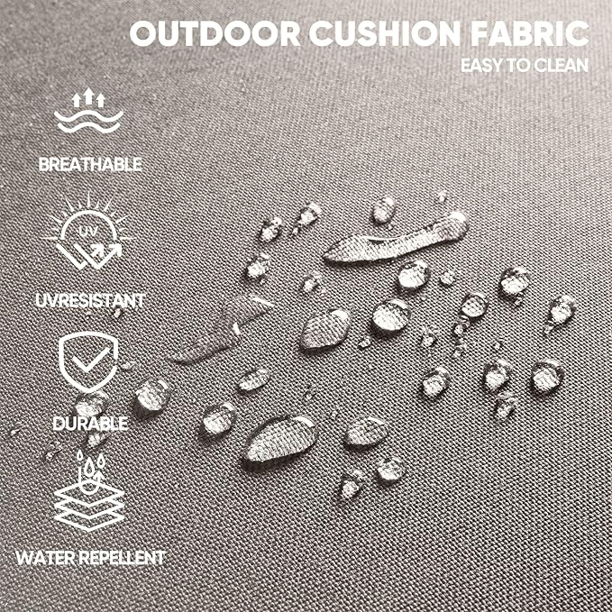 Swivel Patio Chairs sofa Set of 6 with 6" Thick Cushion - Wicker Outdoor Swivel Rocker Patio Chair ,Sofa/Glass coffee table, High Back Comfortable Outdoor Glider Chairs - Gery Wicker | Gery Cushions