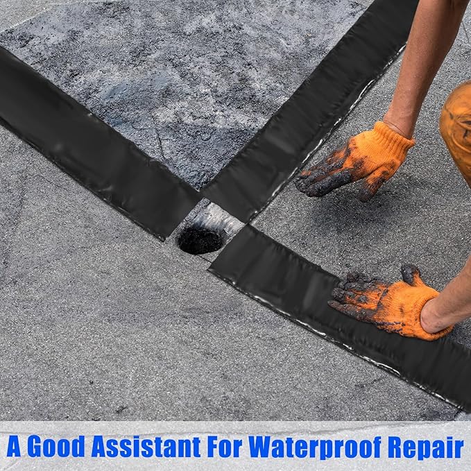 Fabbay 6 Rolls Asphalt Crack Filler Tape Asphalt Tape for Driveway Repair Joint and Crack Sealer for Tarmac Parking Lot Roof Cement Road, 50 Feet Each Roll (1.18 Inch)