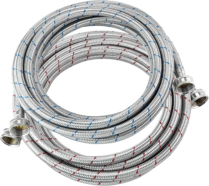 15 FT Washing Machine Hose,Long Washer Water Supply Hoses Hot And Cold Connection(2Packs),Washer Machine Hose Universal Fit for All Standard Wash Machines-by MIFLUS