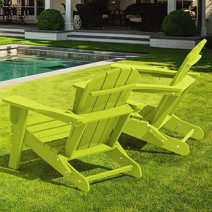 LOUNZY Folding Adirondack Chair Set of 8, Lime