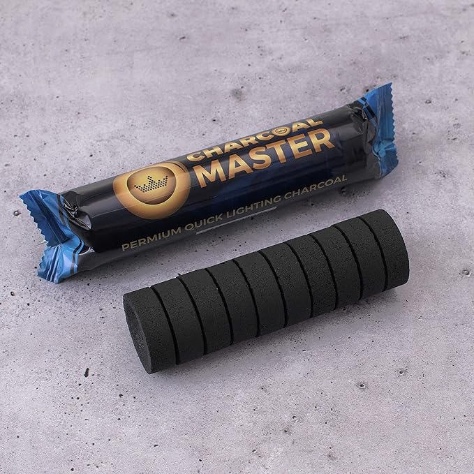 New Quick Light Charcoal by Charcoal Master – Instant Coal Disks – Incense Coal Tablets – Charcoal Disks – Set of 100Charcoal Disks per Box– Quick Light Charcoal Briquettes (40mm Capsule)