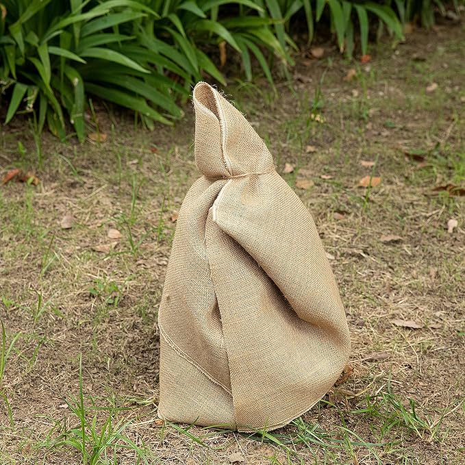 2 Rolls Natural Burlap Tree Wrap Rolls- 10in x 10ft Burlap Fabric Tree Trunk Protector- Burlap Plants Wrap Bandage with Ropes- Frost & Freeze Protection Cloth for Winter Outdoor Trees, Shrubs, Plants