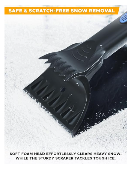 EcoNour 49" Snow Broom with Ice Scraper for Car Windshield & Windows | Scratch Free Snow Brush for Cars, Trucks & SUVs | Long Head Snow Rake Remover Perfect for Home and Car Roof