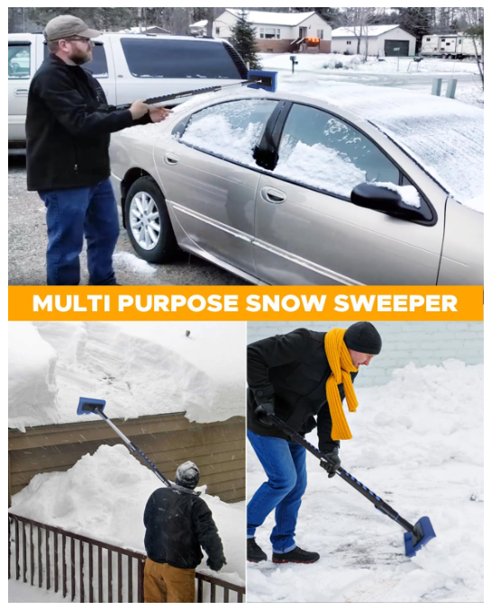 EcoNour 49" Snow Broom with Ice Scraper for Car Windshield & Windows | Scratch Free Snow Brush for Cars, Trucks & SUVs | Long Head Snow Rake Remover Perfect for Home and Car Roof