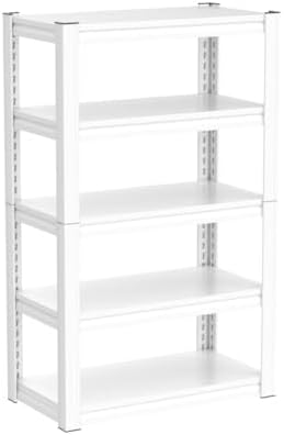 Raybee Storage Shelves, 2000LBS Garage Shelving,White Metal Shelves, 5 Tier Adjustable Heavy Duty Shelving for Pantry Kitchen Closet Basement Warehouse 16.5" D x 32" W x 63" H