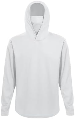 LeeHanTon Men's Sun Shirts Sun Protection Hoodie Shirt UPF 50+ Long Sleeve Work Athletic Shirt with Hooded for Fishing Hiking