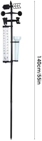 3 in 1 Outdoor Weather Station Garden Thermometer Rain Wind Indicator with Fahrenheit Celsius Display Stake for Yard Courtyard.