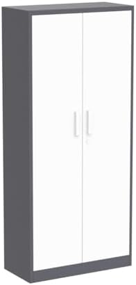 Yizosh Metal Garage Storage Cabinet with 2 Doors and 5 Adjustable Shelves - 71" Steel Lockable File Cabinet,Locking Tool Cabinets for Office,Home,Garage,Gym,School (Gray White)
