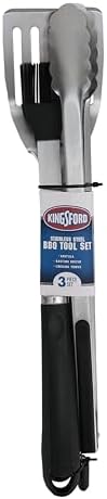 Kingsford 3-Piece Rust-Resistant Stainless Steel BBQ Tool Set, 3 Count