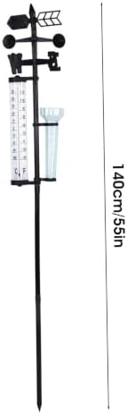 3 in 1 Outdoor Weather Station Garden Thermometer Rain Wind Indicator with Fahrenheit Celsius Display Stake for Yard Courtyard.