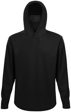 LeeHanTon Men's Sun Shirts Sun Protection Hoodie Shirt UPF 50+ Long Sleeve Work Athletic Shirt with Hooded for Fishing Hiking