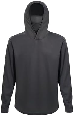 LeeHanTon Men's Sun Shirts Sun Protection Hoodie Shirt UPF 50+ Long Sleeve Work Athletic Shirt with Hooded for Fishing Hiking