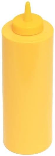 TrueCraftware- 24 oz Yellow Squeeze Condiment Wide Mouth Dispensing Bottles Set of 6- Plastic Squeeze Bottle For Sauces Spreads Ketchup Mustard Mayo Hot sauces and Olive oil