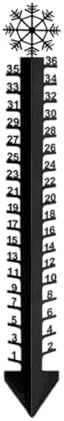 36in Snow Gauge with Temperature Meter Winter Snowflake Metal Ruler Snowfalls Gauge Snow Measuring Stick for Yard Measuring Stick