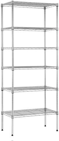PayLessHere | 6-Tier Wire Shelf | 23"x13"x59" | Chrome | Adjustable Racks | Heavy-Duty Storage Shelves, Holds Upto 1500 lbs | Rust-Resistant, No-Tool Assembly | for Home, Garage Shelving