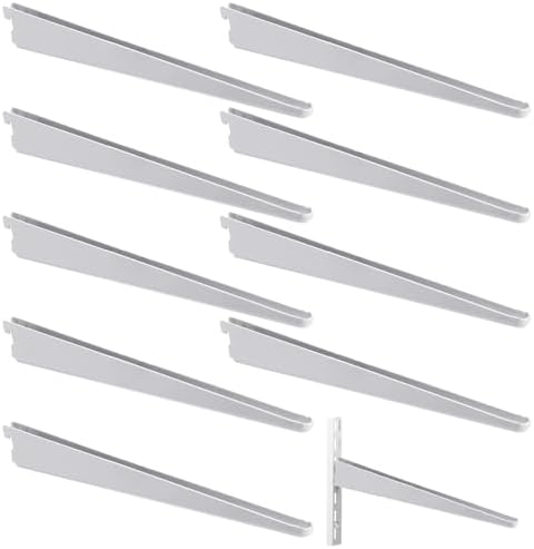 Yalikop 10 Pack Adjustable Shelf Brackets for Double Track System Closet Organization Heavy Duty Wire Shelf Brackets(White,14.5 Inch)