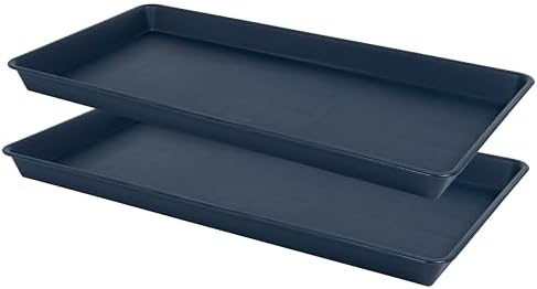 VUWEZ Rectangle Plant Tray, Plant Drip Tray, Plant Pot Saucers, Plant Germination Trays, Plant Saucers, 17.5'' x 10.6'' x 1.5'' (2 pack), Blue