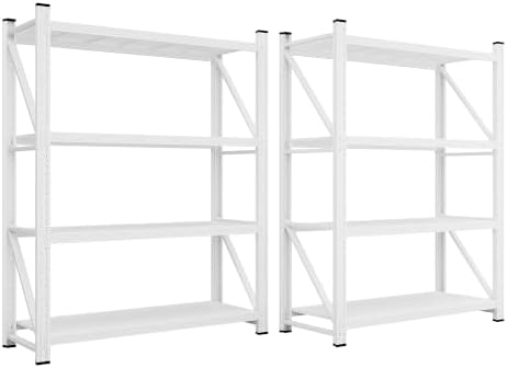 SISESOL Set of 2 48" Wide Heavy Duty Garage Shelving Units,3000LBS 24 Deep Storage Shelves,White Metal Garage Shelves,Large Storage Rack,70 High Steel Shelf,Industrial Shelving for Shop,Warehouse