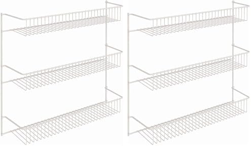 ClosetMaid 3-Tier Hanging Wall Mounted Metal Rack for Spices, Shelf Storage, Pantry Organization, Laundry, Kitchen, Bathroom, White, 8022 (Pack of 2)