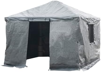 SOJAG Winter Cover for 12' x 14' Gazebo, Waterproof Polyester Storage Enclosure, Roll-Up Door, Vent Panels, Outdoor Gazebo Cover for Seasonal Protection, Gray