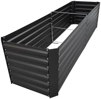 8x2x2FT Black Metal Raised Garden Bed Kit, Galvanized Outdoor Planter Box for Vegetables, Flowers, Herbs, Succulents and More