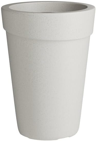 Cole Round Gray Polyethylene Planter, 21.625 x 27.5 Inch, 18 Gallon, UV-Resistant, Stackable, Indoor Outdoor Use