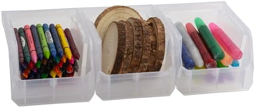 ReadySpace Extra-Small Stackable Plastic Storage Bins, 12-Pack, Clear