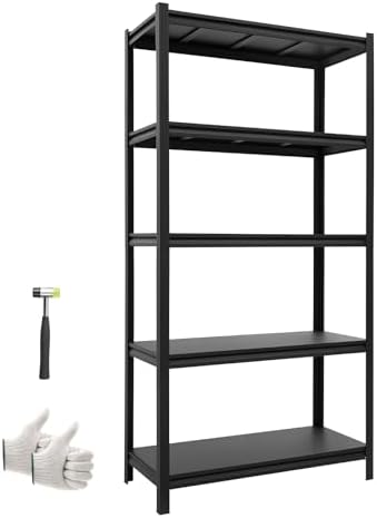 VEVOR Storage Shelves, 5-Tier Adjustable, 3000 lbs Capacity, Heavy Duty Garage Storage Shelving Unit, Metal Utility Rack Shelf, for Garage Warehouse Basement Kitchen, 36.42" W x 16.42" D x 71.38" H