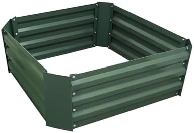 2x2x1FT Green Metal Raised Garden Bed Kit, Galvanized Outdoor Planter Box for Vegetables, Flowers, Herbs, Succulents and More