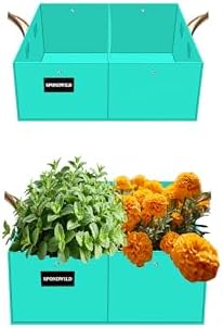 2 Pack 8 Gallon Divided Flexible Rectangular Grow Bags, Outdoor