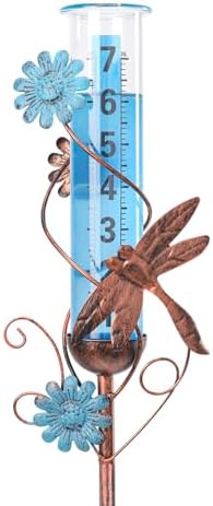 Rain Gauge Outdoor, Dragonfly Rain Gauges for Yard Patio Lawn Garden Decor
