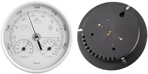 3 in 1 Accurate Weather Monitor Barometer Hygrometer Thermometer for All Seasons Indoor Outdoor Silver White Aluminum 5.12 Inch for Home Office Garden