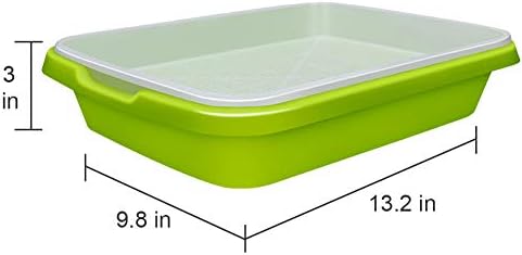 SUNPRO 2-Pack Seed Sprouter Tray with Humidity Lid, BPA Free Food Grade Soil-Free Sprouting Kit, Large Capacity Wheatgrass Grower & Microgreens Germination Station for Beans, Peas, Cat Grass (Green)