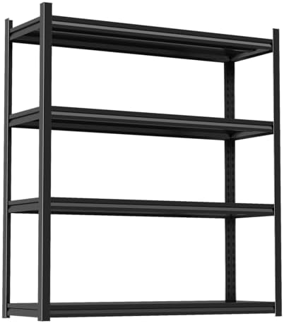 54''H Metal Garage Shelving, 4-Tier Heavy Duty Shelving Unit, Adjustable Garage Storage Shelves, Utility Rack Shelf for Industries, Warehouses, Basement (Black, 54''H*16''W*10''D, 4 Tier)
