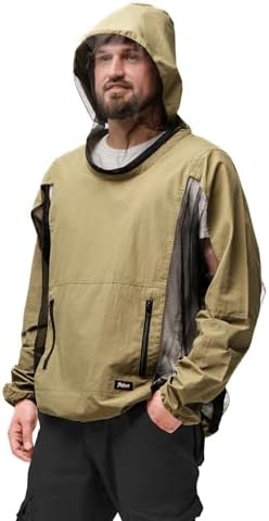 Mosquito Jacket, Durable Bug-Proof Jacket with Adjustable Hood & Pocket, Summer Mosquito Suit Outdoor Proof Clothing