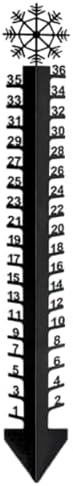 36in Snow Gauge with Temperature Meter Winter Snowflake Metal Ruler Snowfalls Gauge Snow Measuring Stick for Yard Measuring Stick