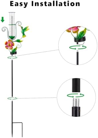 Stargarden Rain Gauge Outdoor, Hummingbird Solar Rain Gauge