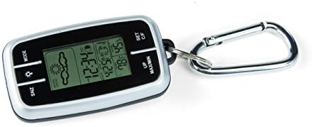 Wind & Weather Keychain Weather Station – Compact Multi Function Weather Tracker with Alarm, Calendar & Flashlight – Humidity & Temperature Display (3/14;"L x 2" W)