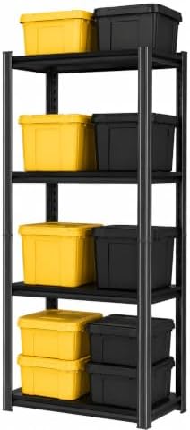 Garage Shelving, 2400 LBS Heavy Duty Metal Storage Shelves, 4-Tier Adjustable Storage Rack for Garage, Warehouse, Basement, 13.8" Wx 11.8" Dx 44.1" H