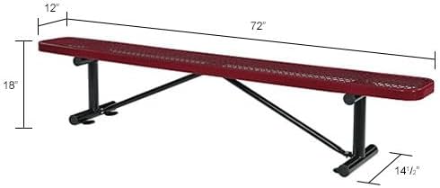 Global Industrial 6'L Heavy Duty Expanded Metal Mesh Flat Bench with Steel Frame, Portable Outdoor Bench, 1000 lbs Capacity, Red, 72" L x 14-1/2"W x 18" H