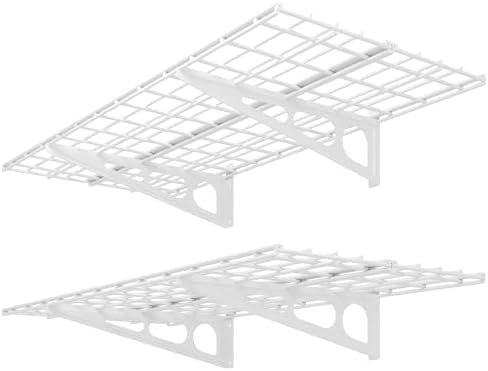 FLEXIMOUNTS 2 Pack 2x4ft Garage Shelving Wall Mounted Storage Rack, White